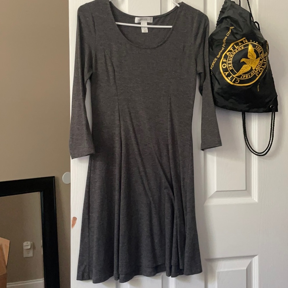 Grey Quarter Sleeve T-shirt Dress
